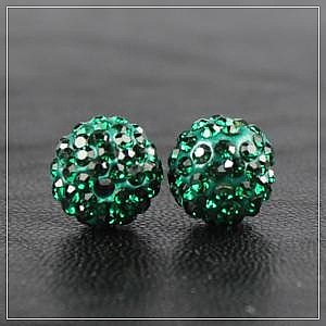 10mm Crystal Ball Emerald (2pcs)