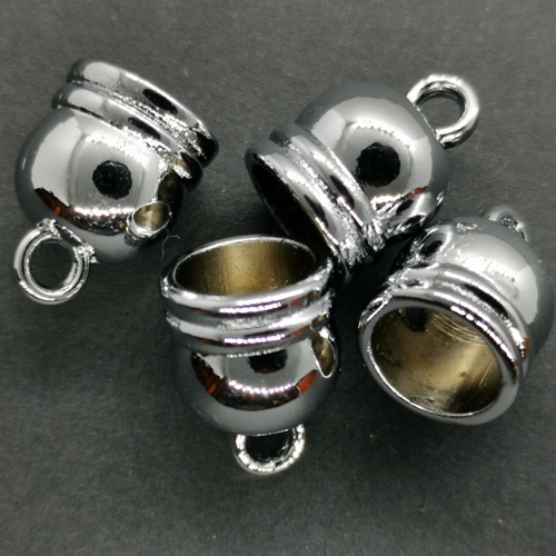 10mm Cord End Caps Rhodium Plated