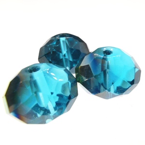 15x12mm Rondelle Crystal - Indicolite AB (3pcs)