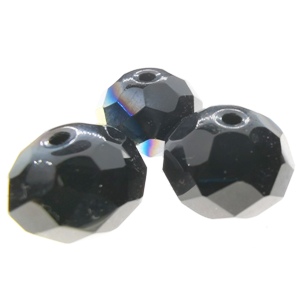 15x12mm Rondelle Crystal - Jet AB (3pcs)