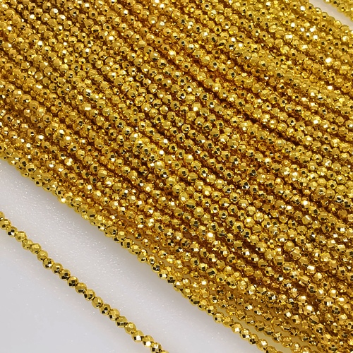 2mm Faceted Round Micro Crystals - Gold Plated
