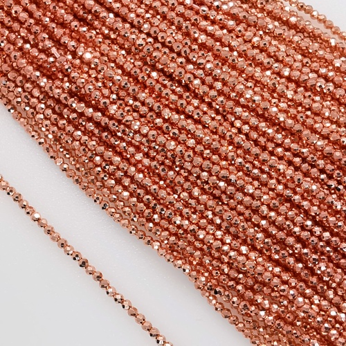 2mm Faceted Round Micro Crystals - Rose Gold