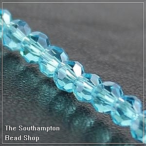 Chinese 4mm Round Crystals - Aqua