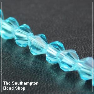 Chinese 6mm Bicone Crystals - Aqua