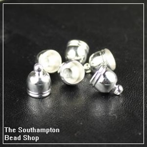 6mm End Caps with Loops Silver Plated