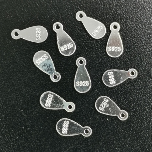 925 Silver 8mm Drop Shape Tags (10 pcs)