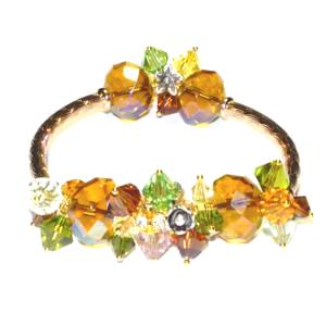 Crystal Cluster & Curved Tube Bracelet - Amber