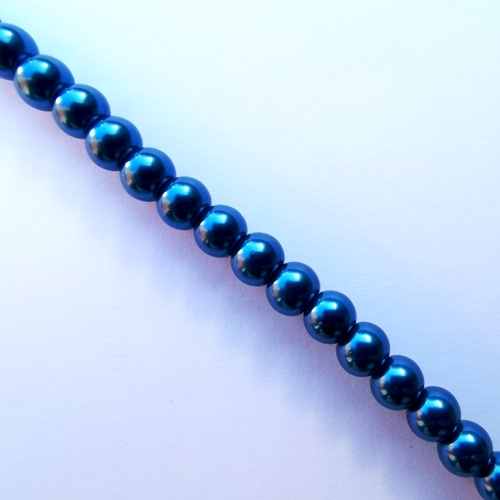 6mm Glass Pearl - Dark Denim Blue