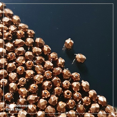 Preciosa Fire Polished Beads 3mm - Jet Heavy Metal Light Bronze