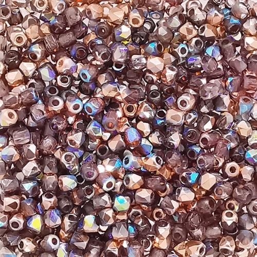 Preciosa Fire Polished Beads 2mm - Light Amethyst Copper Rainbow