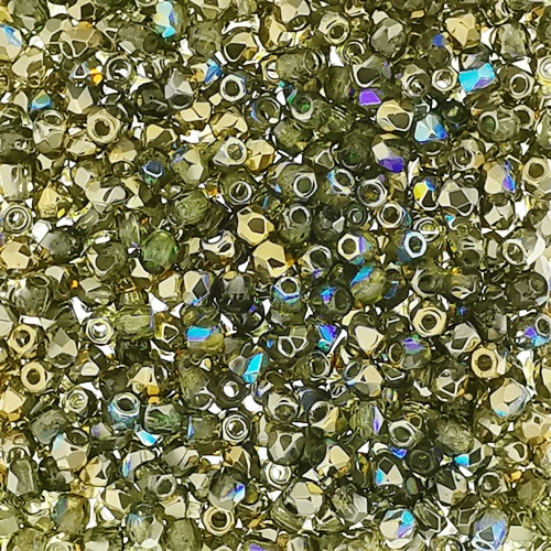 Preciosa Fire Polished Beads 2mm - Olivine Golden Rainbow