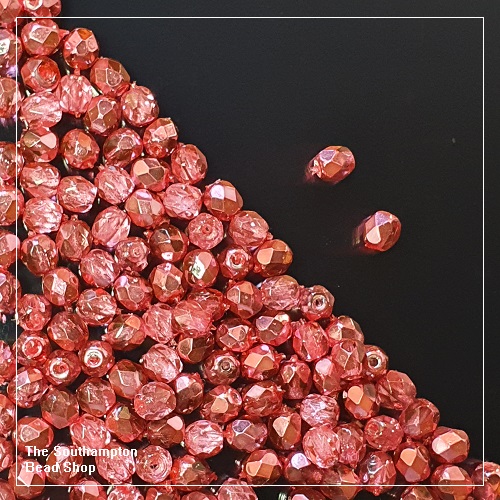 Preciosa Fire Polished Beads 3mm - Crystal Rose Metallic Ice