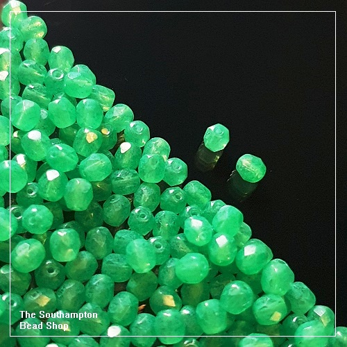 Preciosa Fire Polished Beads 4mm - Green Opal