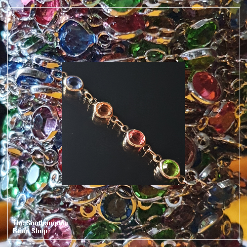 Chain-Bezel Crystal-Rhodium plated-Multi Coloured (50cm)