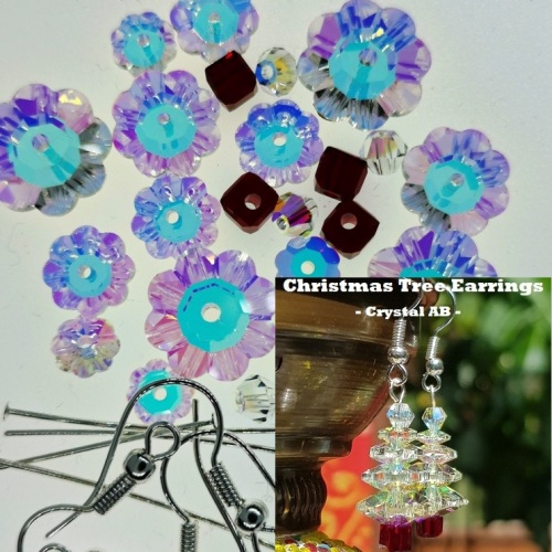 Bulk Buy Pack of Christmas Tree Earring Kits (Crystal AB)