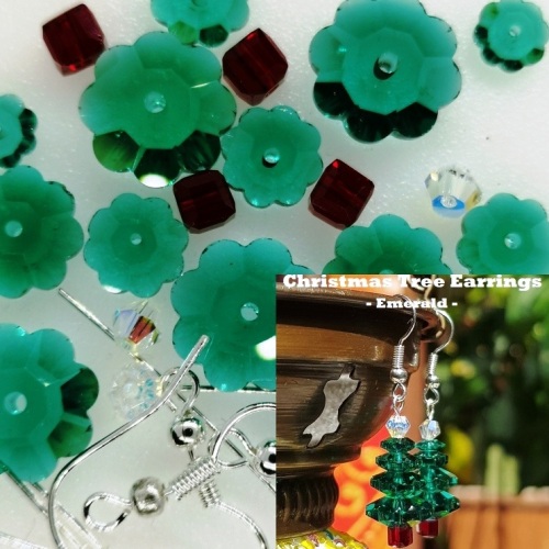 Bulk Buy Pack of Christmas Tree Earring Kits (Emerald)