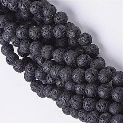 Black Lava Beads 8mm (47pcs) - www.thesouthamptonbeadshop.co.uk
