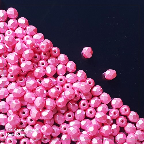 Preciosa Fire Polished Beads 4mm - Alabaster Pastel Pink
