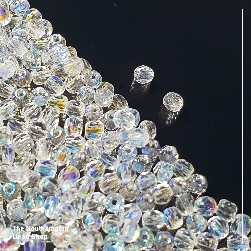 Preciosa Fire Polished Beads 4mm - Crystal AB - Bulk Buy Pack