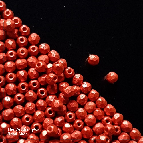 Preciosa Fire Polished Beads 3mm - Lava Red