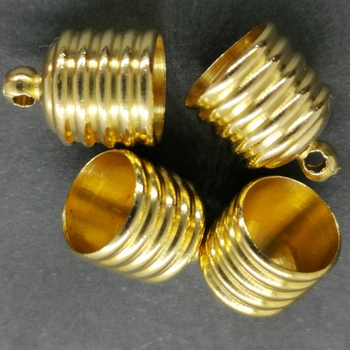 8.5mm Ridged Barrel End Caps Gold Plated