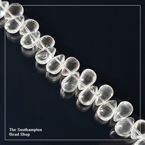 Lampwork & Foil Glass Beads - Clear 8x5mm Small Drops (60pcs)
