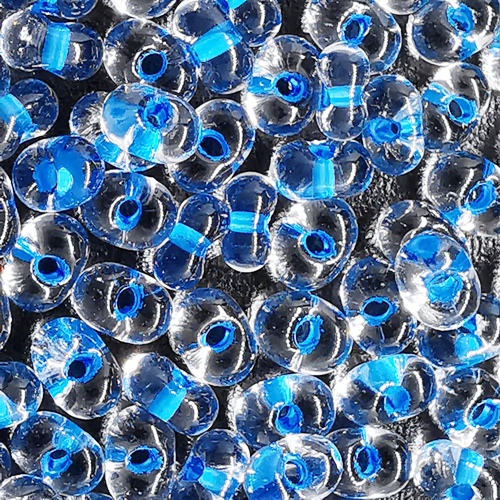 Czech Peanut Beads - Blue Lined Crystal