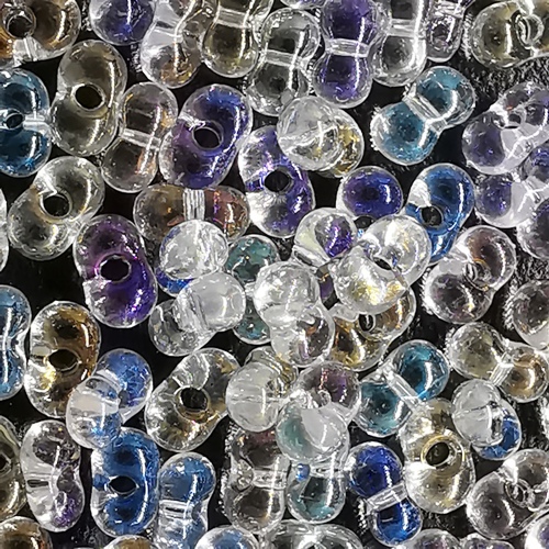 Czech Peanut Beads - Crystal AB