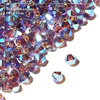 Preciosa Bicones Beads 4mm - Amethyst AB2x